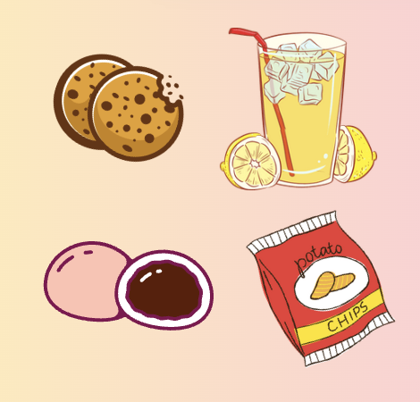 Snacks and drinks illustration